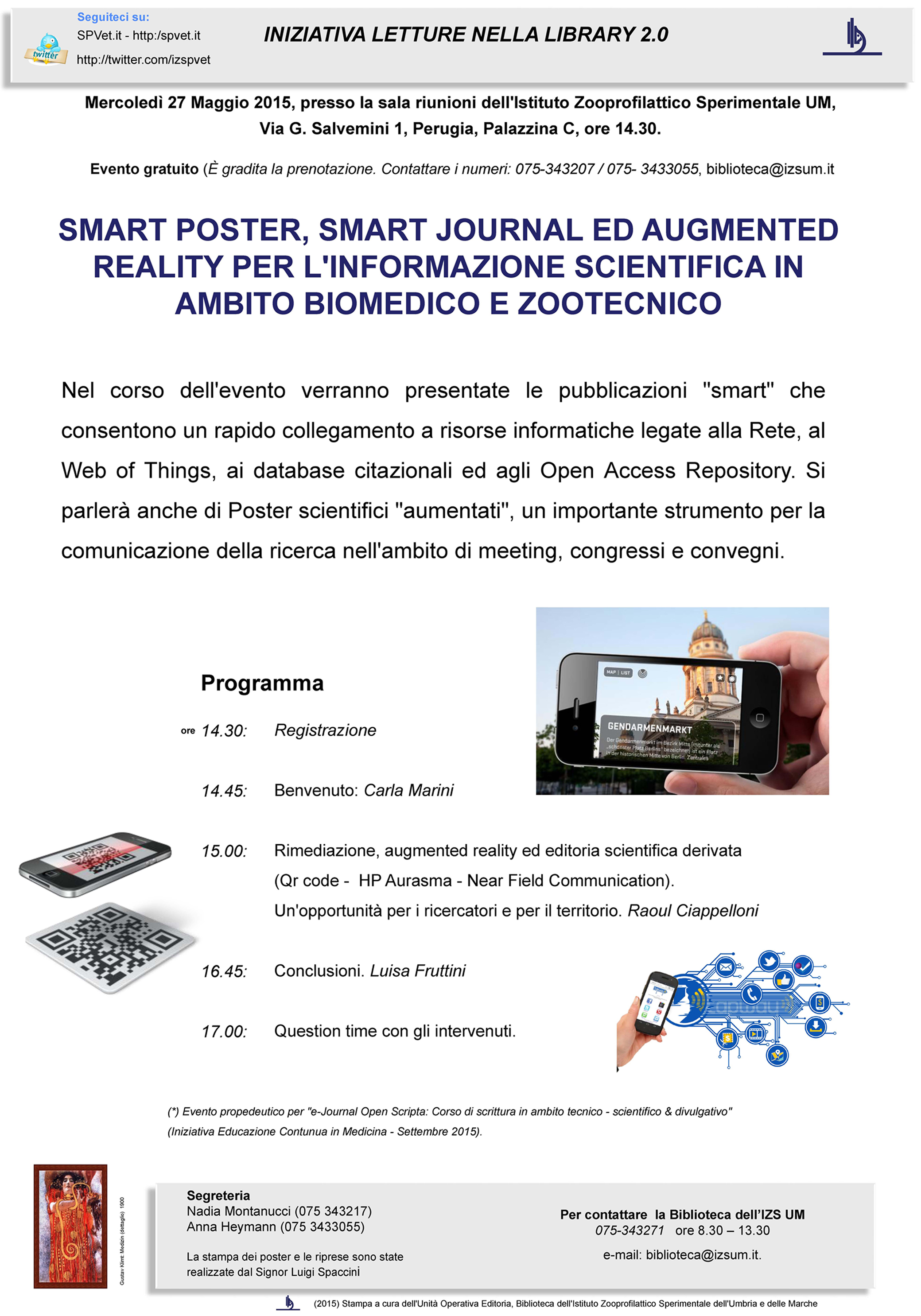 Lettura in biblioteca su Smart poster e augmented reality in ambito biomedico del 27 Maggio 2015 